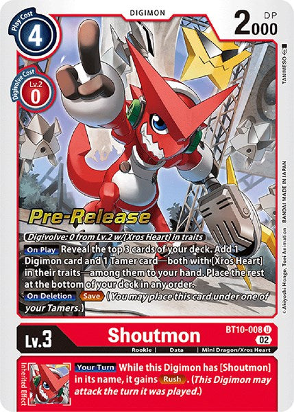 Shoutmon [BT10-008] [Xros Encounter Pre-Release Cards] | Card Merchant Takapuna