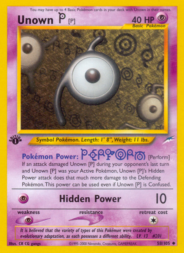 Unown [P] (58/105) [Neo Destiny 1st Edition] | Card Merchant Takapuna