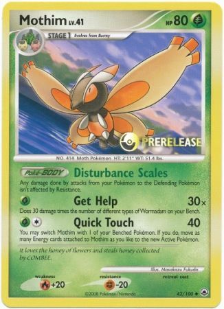 Mothim (42/100) (Prerelease Promo) [Diamond & Pearl: Black Star Promos] | Card Merchant Takapuna