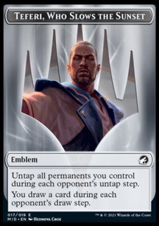 Wolf // Teferi, Who Slows the Sunset Emblem Double-Sided Token [Innistrad: Midnight Hunt Tokens] | Card Merchant Takapuna