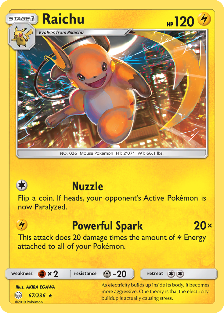 Raichu (67/236) [Sun & Moon: Cosmic Eclipse] | Card Merchant Takapuna