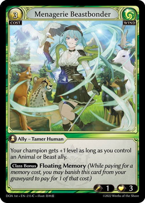 Menagerie Beastbonder (215) [Dawn of Ashes: 1st Edition] | Card Merchant Takapuna