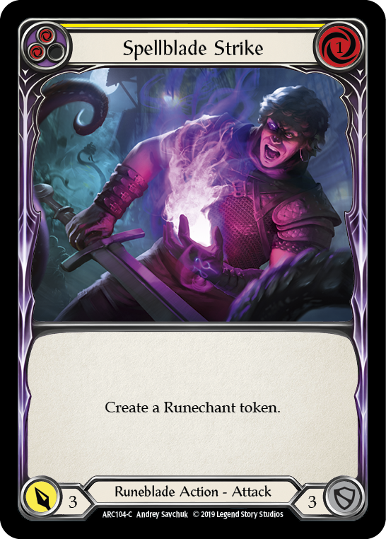 Spellblade Strike (Yellow) [ARC104-C] (Arcane Rising)  1st Edition Rainbow Foil | Card Merchant Takapuna