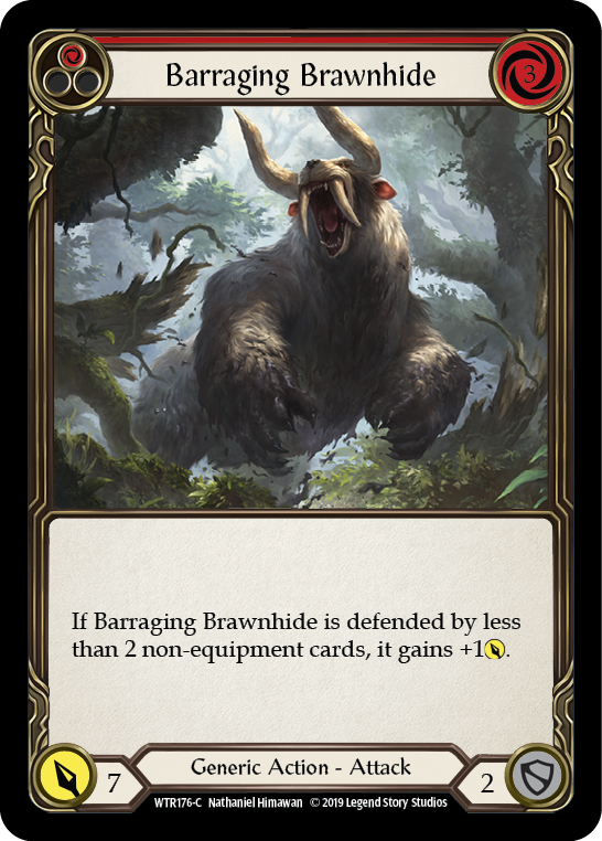 Barraging Brawnhide (Red) [WTR176-C] (Welcome to Rathe)  Alpha Print Rainbow Foil | Card Merchant Takapuna