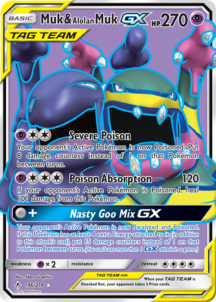 Muk & Alolan Muk GX (196/214) [Sun & Moon: Unbroken Bonds] | Card Merchant Takapuna