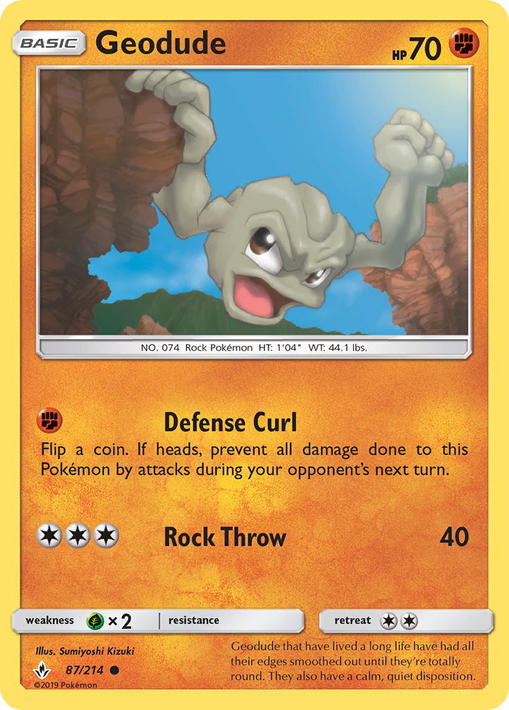 Geodude (87/214) [Sun & Moon: Unbroken Bonds] | Card Merchant Takapuna