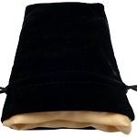 Dice Bag 4"x6" Black Velvet with Gold Satin Lining | Card Merchant Takapuna