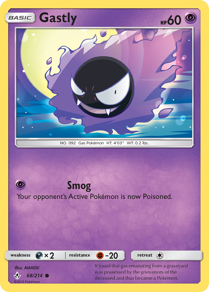 Gastly (68/214) [Sun & Moon: Unbroken Bonds] | Card Merchant Takapuna