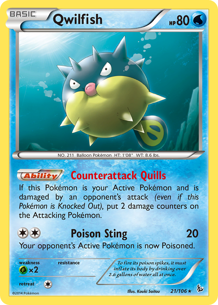Qwilfish (21/106) [XY: Flashfire] | Card Merchant Takapuna