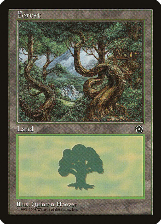 Forest (Treehouse on Right / Green Signature) [Portal Second Age] | Card Merchant Takapuna