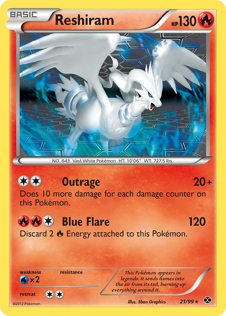 Reshiram (21/99) (Theme Deck Exclusive) [Black & White: Next Destinies] | Card Merchant Takapuna