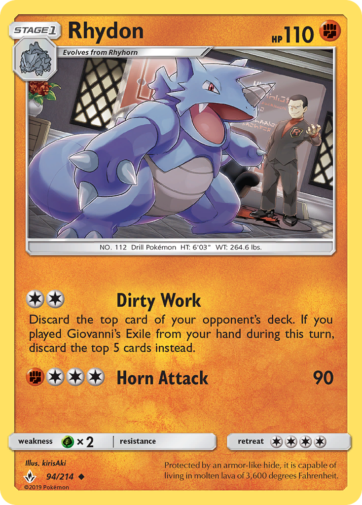 Rhydon (94/214) [Sun & Moon: Unbroken Bonds] | Card Merchant Takapuna