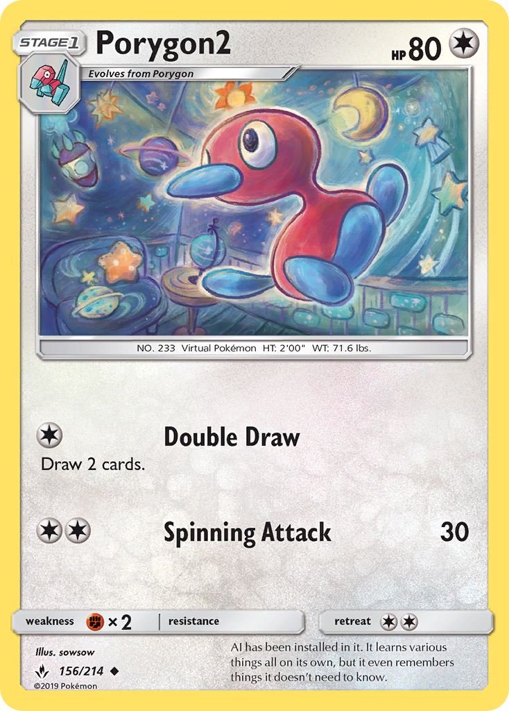 Porygon2 (156/214) [Sun & Moon: Unbroken Bonds] | Card Merchant Takapuna