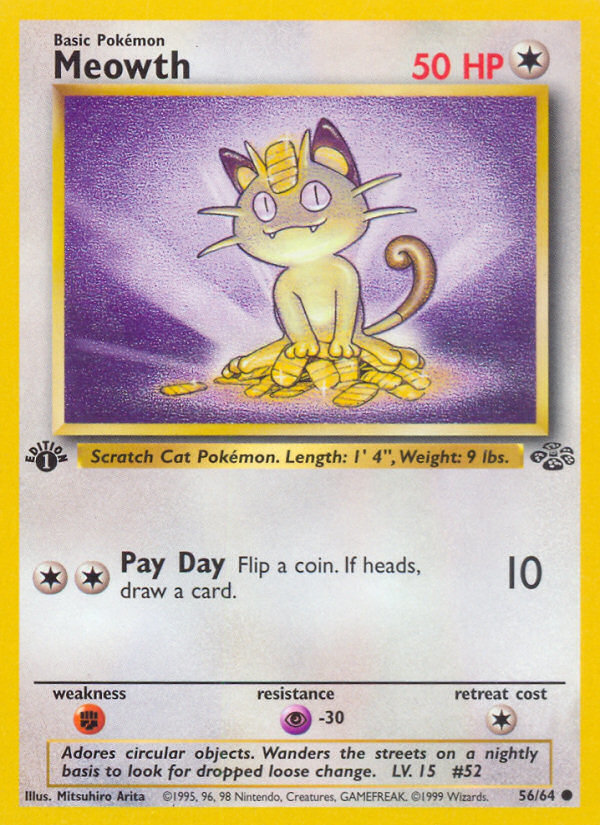 Meowth (56/64) [Jungle 1st Edition] | Card Merchant Takapuna