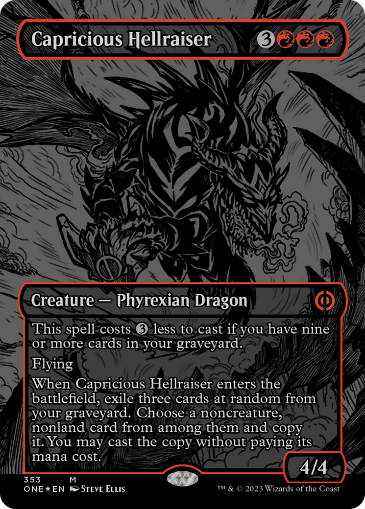 Capricious Hellraiser (Oil Slick Raised Foil) [Phyrexia: All Will Be One] | Card Merchant Takapuna
