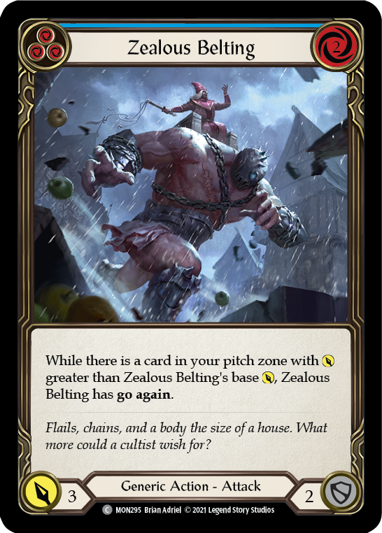 Zealous Belting (Blue) [MON295-RF] (Monarch)  1st Edition Rainbow Foil | Card Merchant Takapuna