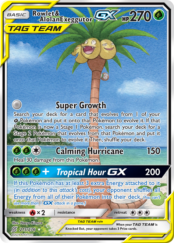 Rowlet & Alolan Exeggutor GX (215/236) [Sun & Moon: Unified Minds] | Card Merchant Takapuna