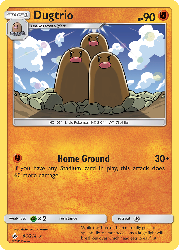 Dugtrio (86/214) [Sun & Moon: Unbroken Bonds] | Card Merchant Takapuna