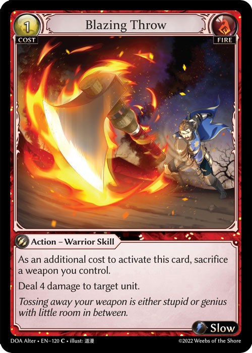 Blazing Throw (120) [Dawn of Ashes: Alter Edition] | Card Merchant Takapuna