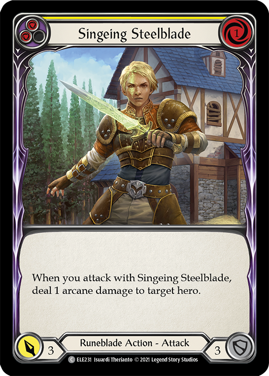 Singeing Steelblade (Yellow) [ELE231] (Tales of Aria)  1st Edition Normal | Card Merchant Takapuna