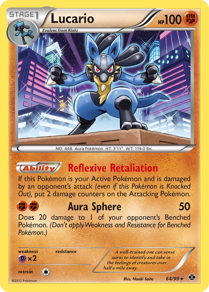 Lucario (64/99) (Cosmos Holo) (Blister Exclusive) [Black & White: Next Destinies] | Card Merchant Takapuna