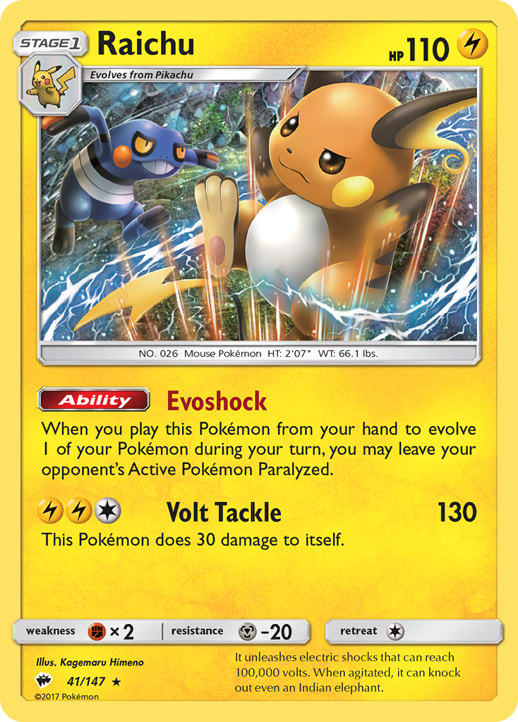 Raichu (41/147) [Sun & Moon: Burning Shadows] | Card Merchant Takapuna