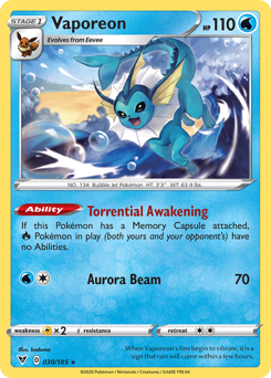 Vaporeon (030/185) [Sword & Shield: Vivid Voltage] | Card Merchant Takapuna