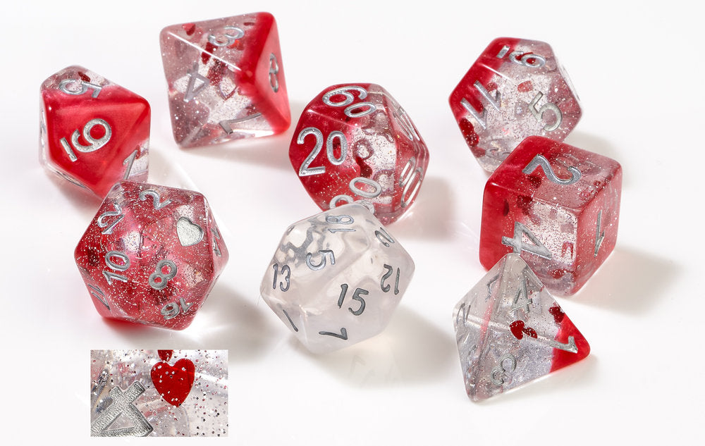 Sirius Dice: Semi-Translucent Hearts - 7-Die Set | Card Merchant Takapuna