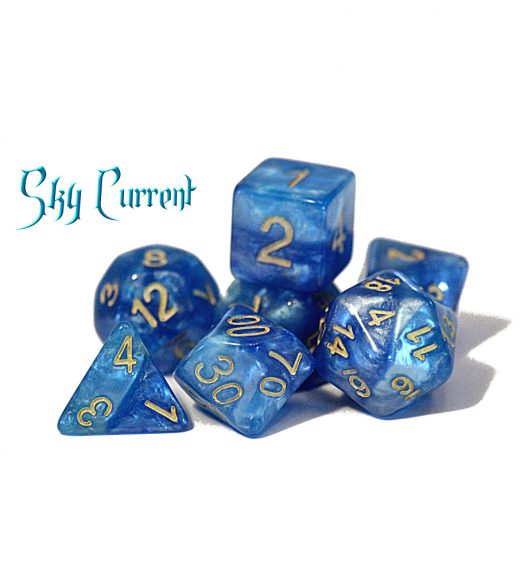 Halfsies Dice - Sky current (7 Polyhedral Dice Set) | Card Merchant Takapuna