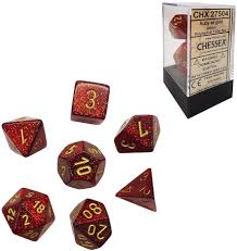 Glitter Ruby w/gold Signature Polyhedral 7-Die Set | Card Merchant Takapuna