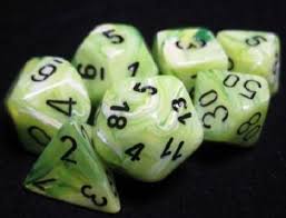 Marble Green w/dark green Signature Polyhedral 7-Die Set | Card Merchant Takapuna