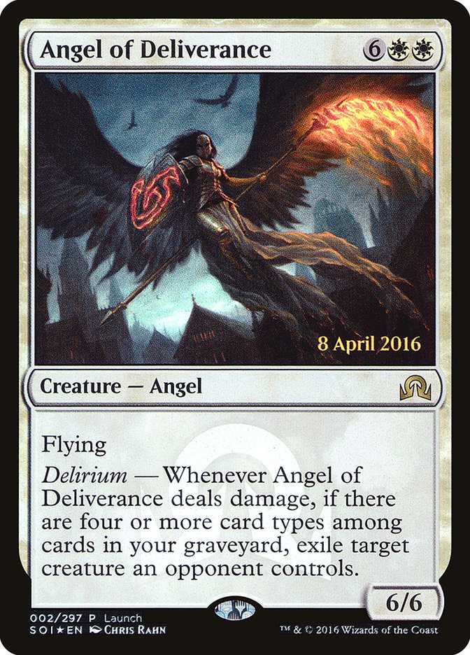 Angel of Deliverance (Launch) [Shadows over Innistrad Promos] | Card Merchant Takapuna