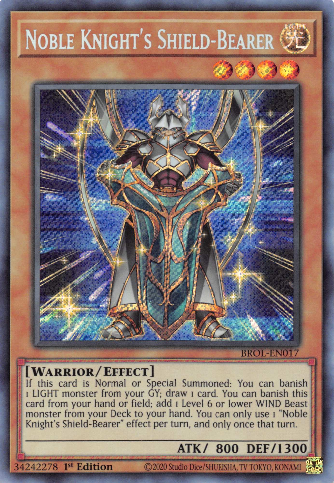 Noble Knight's Shield-Bearer [BROL-EN017] Secret Rare | Card Merchant Takapuna