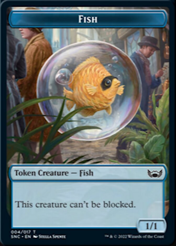 Fish // Rhino Warrior Double-Sided Token [Streets of New Capenna Tokens] | Card Merchant Takapuna