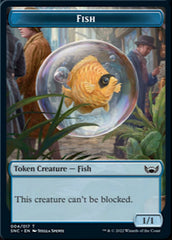 Fish // Rhino Warrior Double-Sided Token [Streets of New Capenna Tokens] | Card Merchant Takapuna