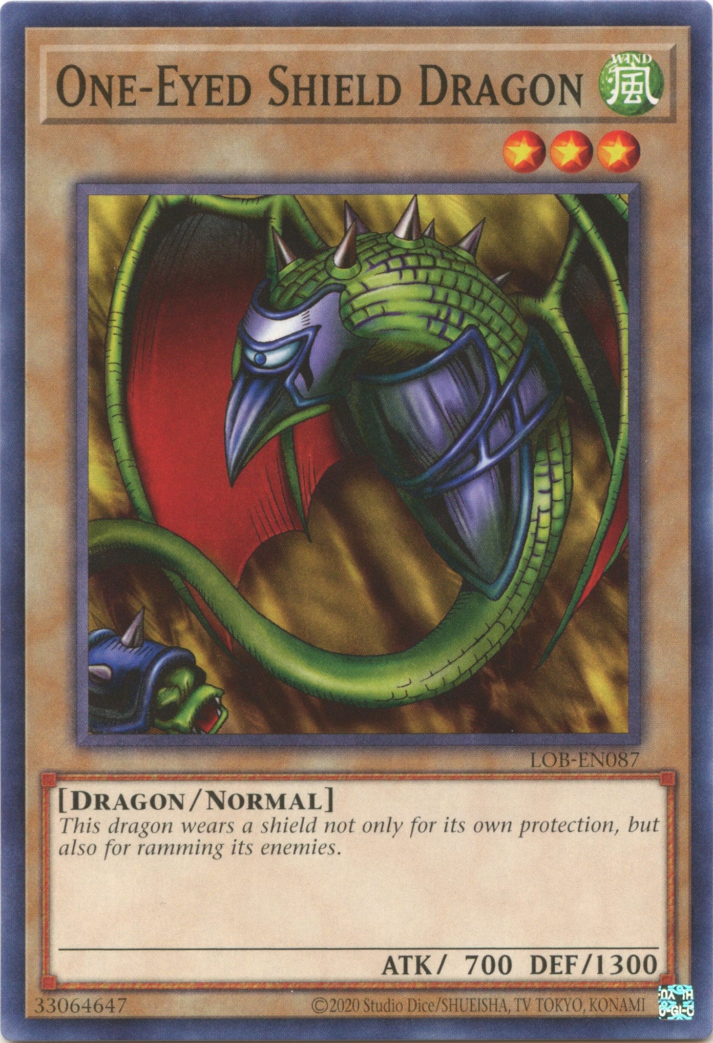 One-Eyed Shield Dragon (25th Anniversary) [LOB-EN087] Common | Card Merchant Takapuna