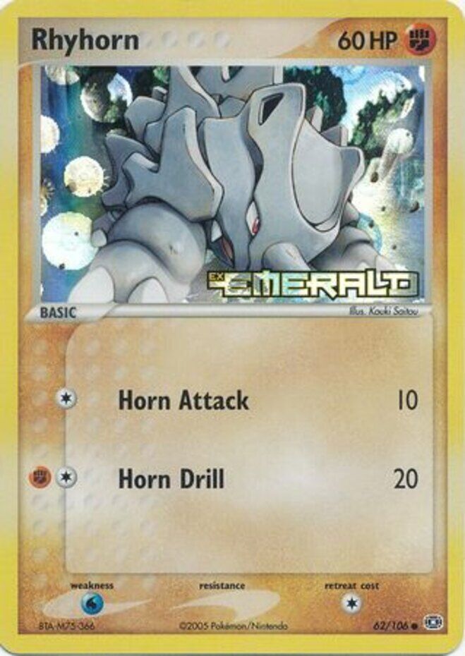 Rhyhorn (62/106) (Stamped) [EX: Emerald] | Card Merchant Takapuna