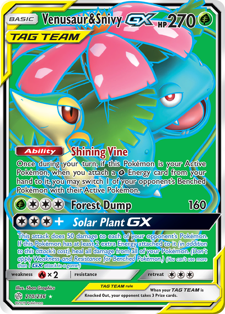 Venusaur & Snivy GX (210/236) [Sun & Moon: Cosmic Eclipse] | Card Merchant Takapuna