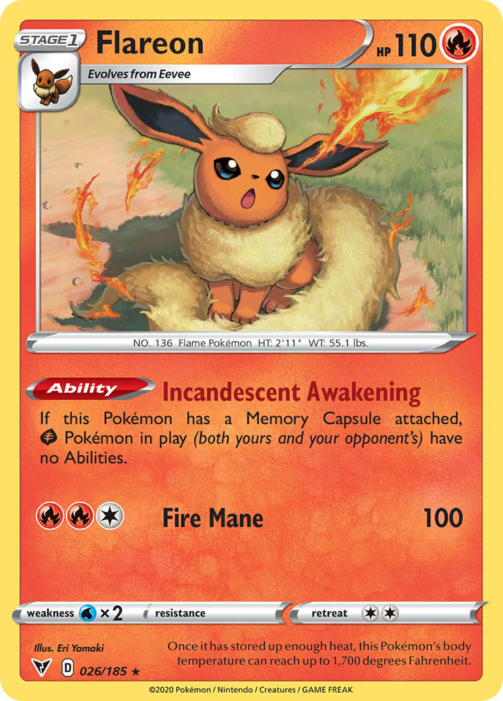 Flareon (026/185) [Sword & Shield: Vivid Voltage] | Card Merchant Takapuna