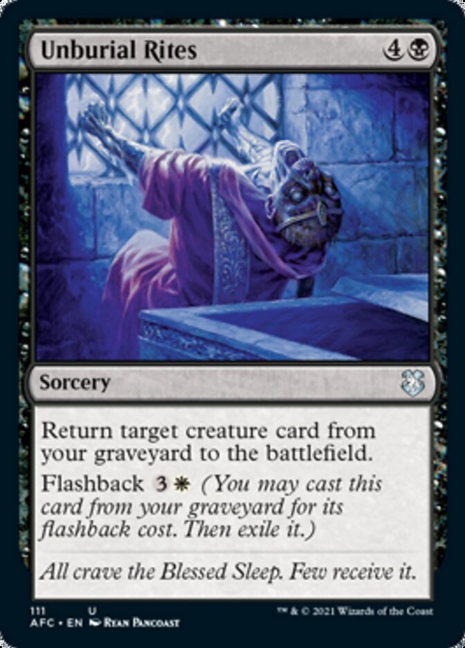 Unburial Rites [Dungeons & Dragons: Adventures in the Forgotten Realms Commander] | Card Merchant Takapuna