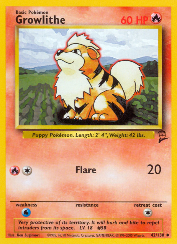 Growlithe (42/130) [Base Set 2] | Card Merchant Takapuna