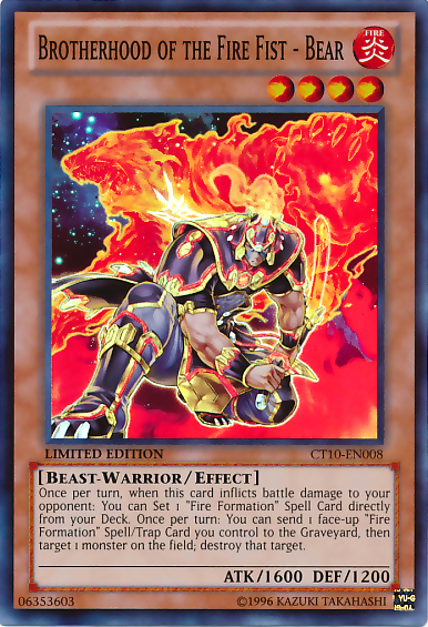 Brotherhood of the Fire Fist - Bear [CT10-EN008] Super Rare | Card Merchant Takapuna