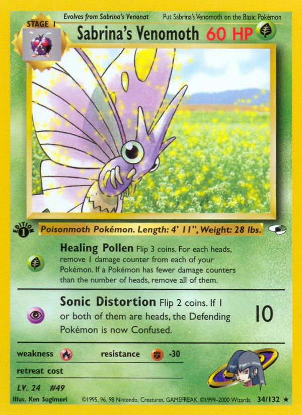 Sabrina's Venomoth (34/132) [Gym Heroes 1st Edition] | Card Merchant Takapuna