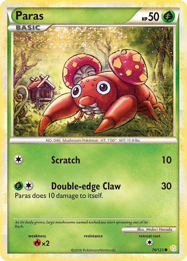 Paras (76/123) [HeartGold & SoulSilver: Base Set] | Card Merchant Takapuna