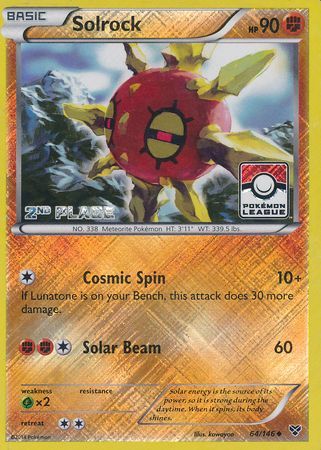 Solrock (64/146) (2nd Place League Challenge Promo) [XY: Base Set] | Card Merchant Takapuna