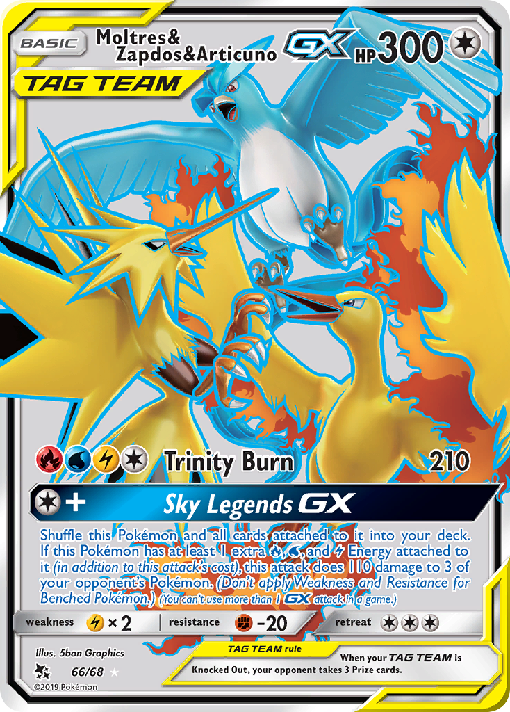 Moltres & Zapdos & Articuno GX (66/68) [Sun & Moon: Hidden Fates] | Card Merchant Takapuna