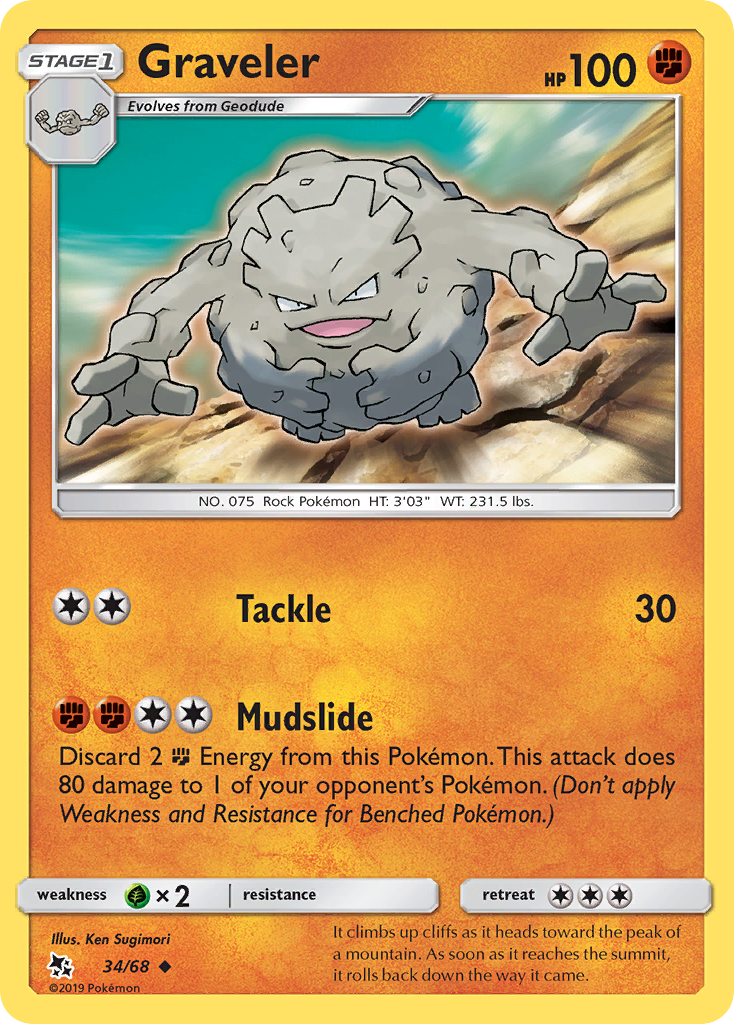 Graveler (34/68) [Sun & Moon: Hidden Fates] | Card Merchant Takapuna