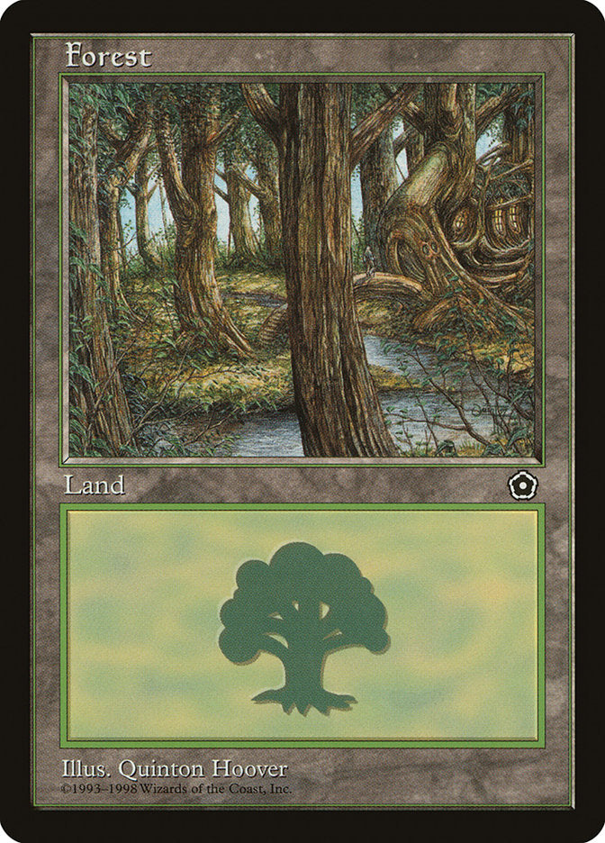 Forest (Treehouse on Right / Black Signature) [Portal Second Age] | Card Merchant Takapuna