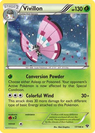 Vivillon (17/146) (Meadow Form/Pink Wings) (Cosmos Holo) [XY: Base Set] | Card Merchant Takapuna