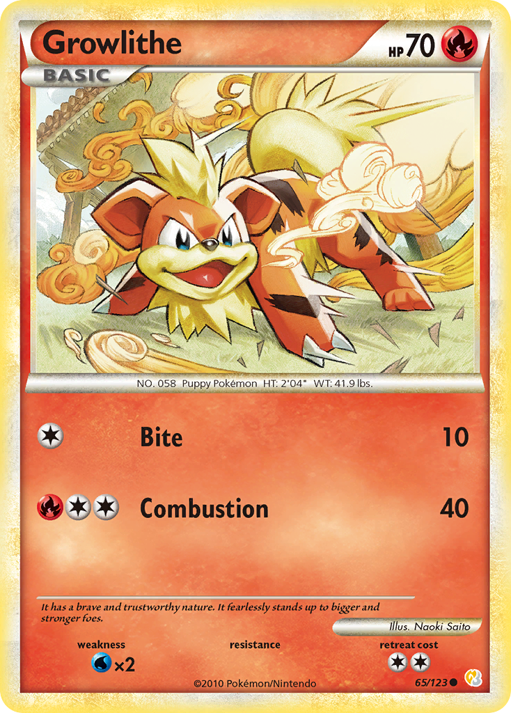 Growlithe (65/123) [HeartGold & SoulSilver: Base Set] | Card Merchant Takapuna